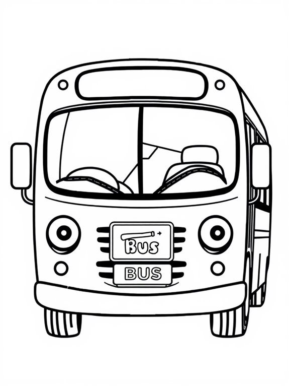 cartoon city bus coloring