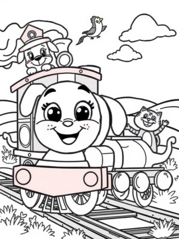 cartoon diesel train coloring