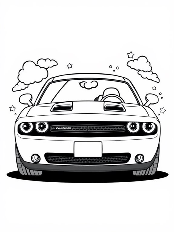 cartoon dodge challenger coloring