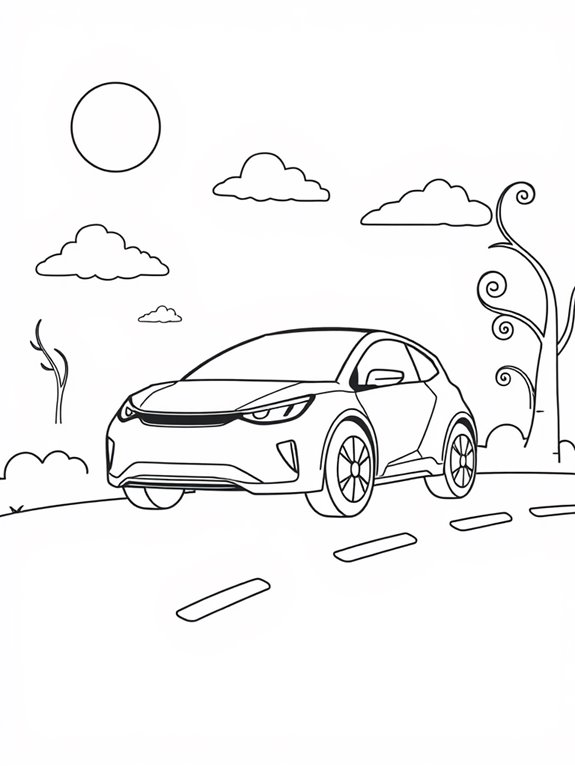 cartoon electric car illustration