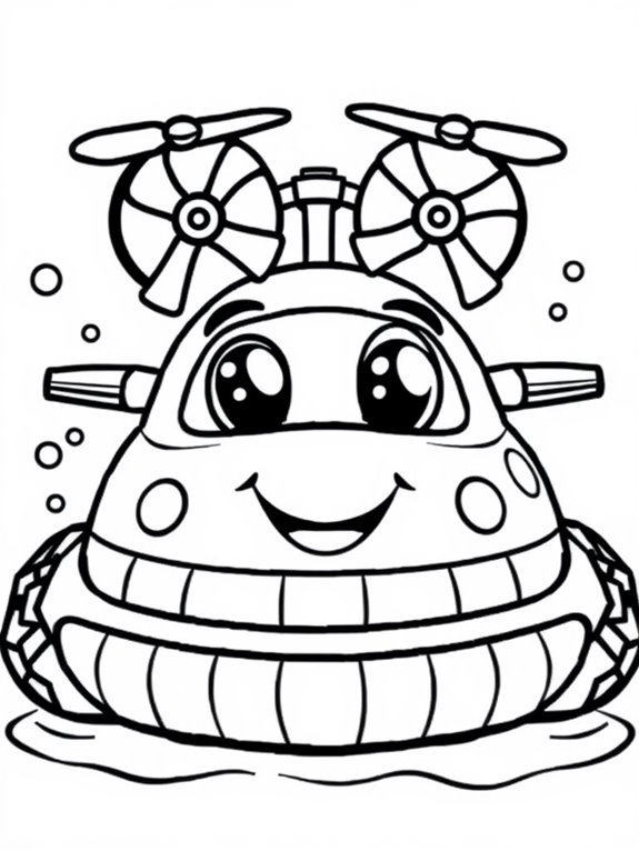 cartoon hovercraft coloring page