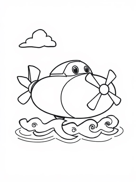 cartoon hydroplane coloring page