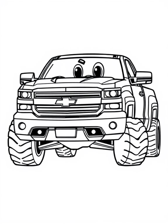 cartoon silverado coloring page