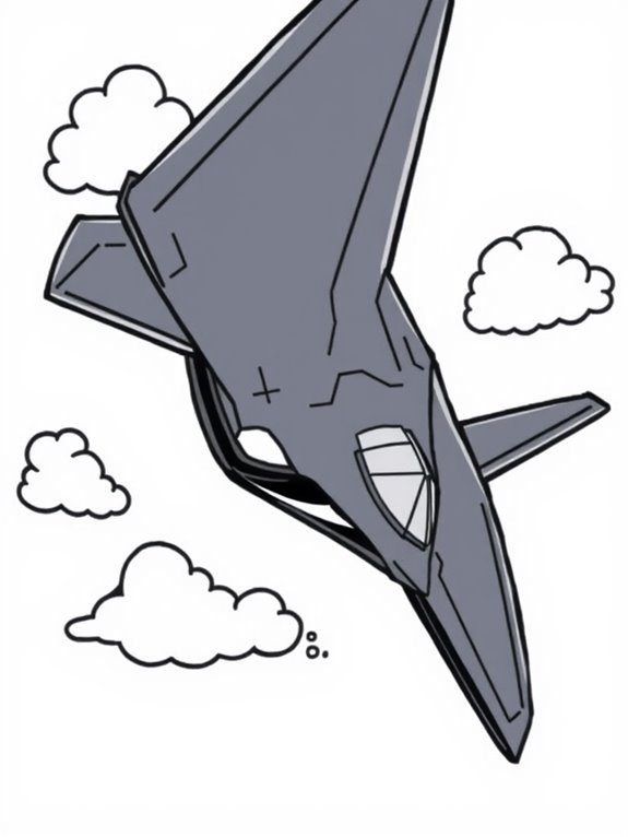 cartoon stealth bomber coloring page