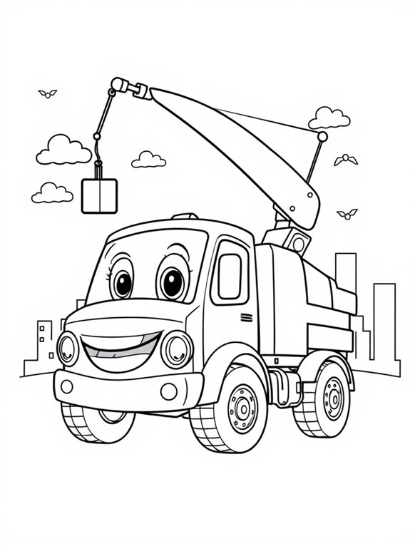 cartoon style crane truck