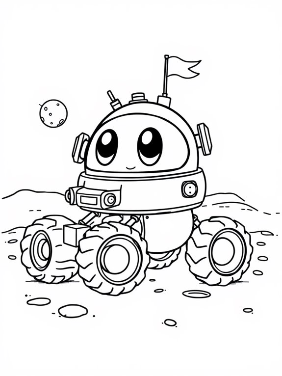 cartoon style moon rover illustration