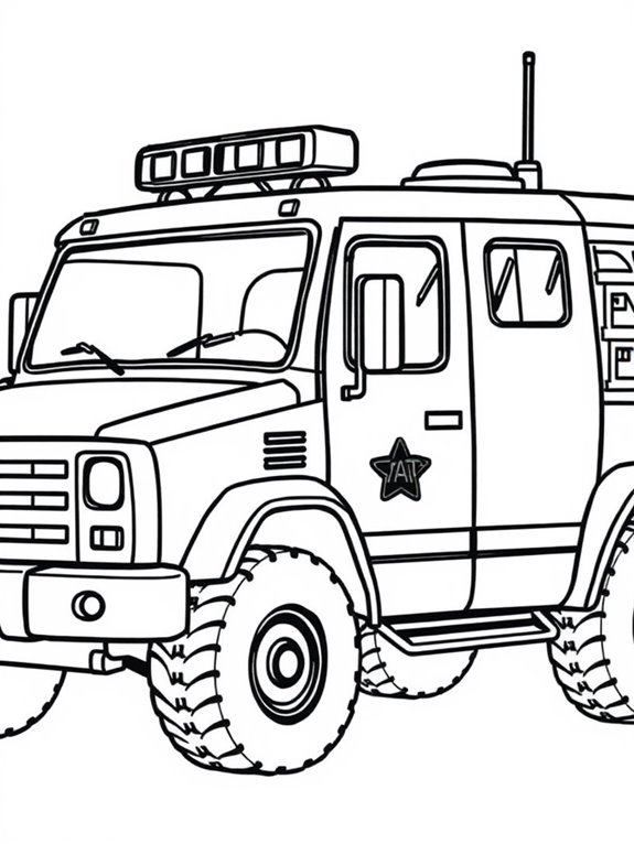 cartoon swat truck coloring page