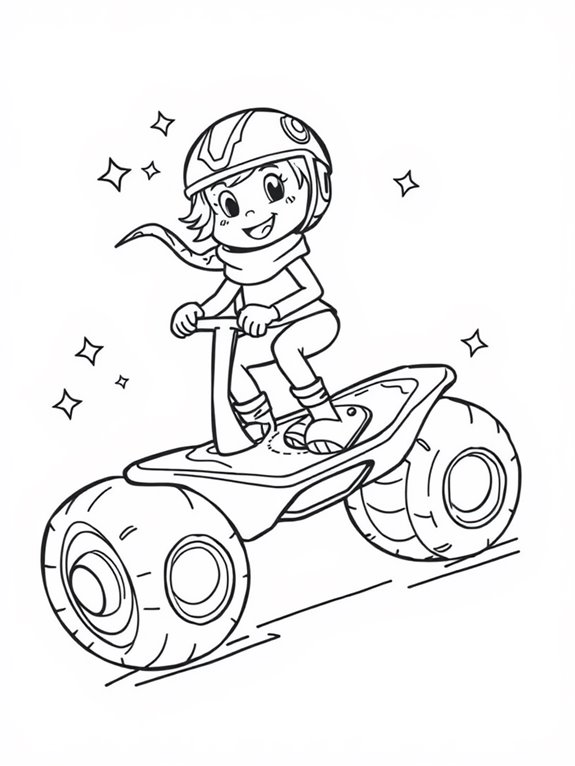 cartoon themed hoverboard illustration