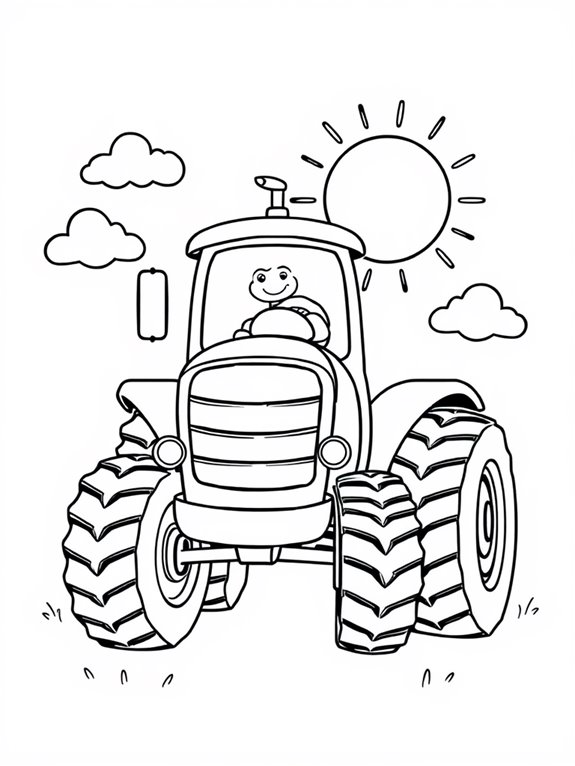 cartoon tractor coloring page