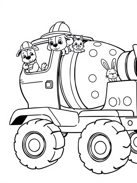 cement mixer truck animals