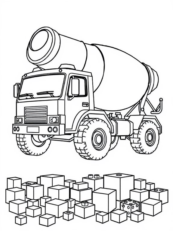 cement truck with blocks