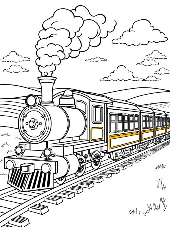 charming train coloring page