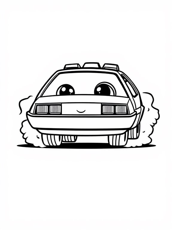 chibi delorean coloring page