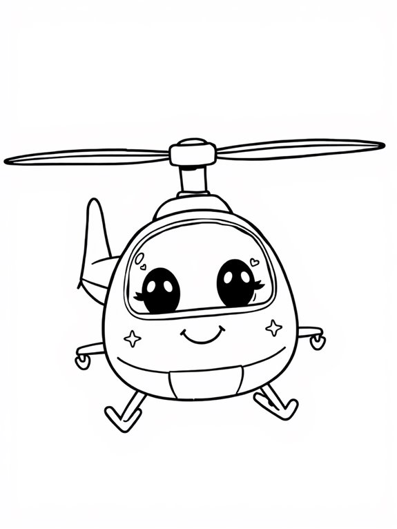 chibi helicopter coloring page