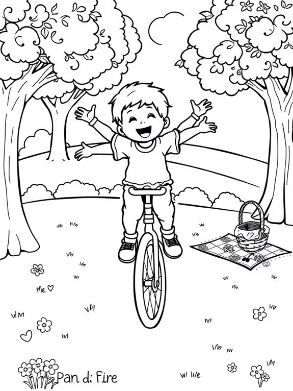 child riding unicycle outdoors