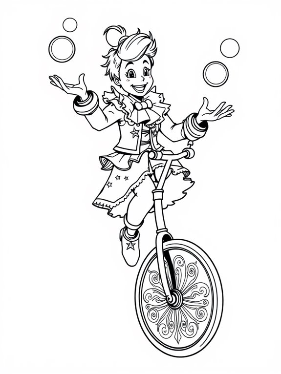 circus performer on unicycle