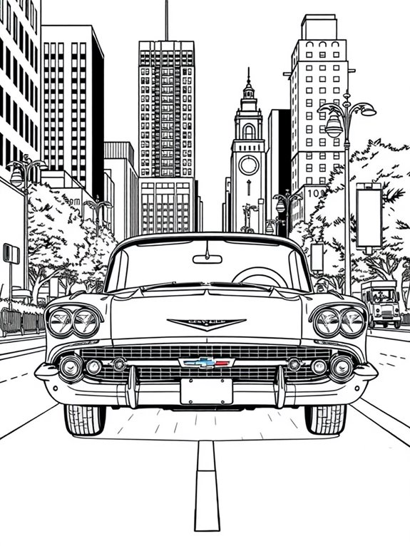 classic car city scene