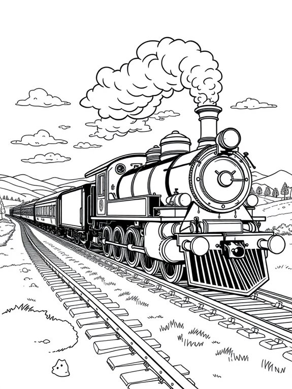 classic locomotive coloring activity