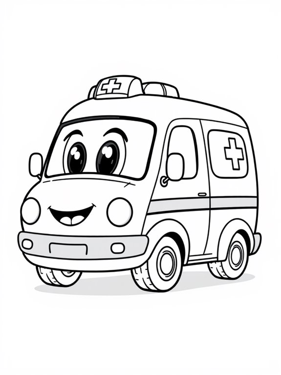 colorful ambulance coloring page