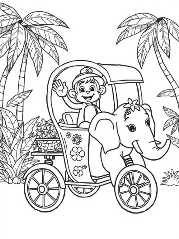 colorful animal rickshaw illustration