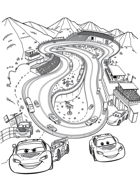 colorful cars race track