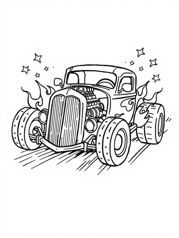 colorful cartoon hot rod