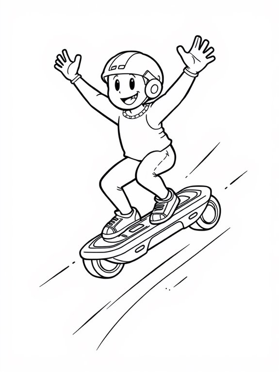 colorful hoverboard coloring page