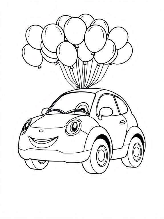 colorful hybrid car balloons