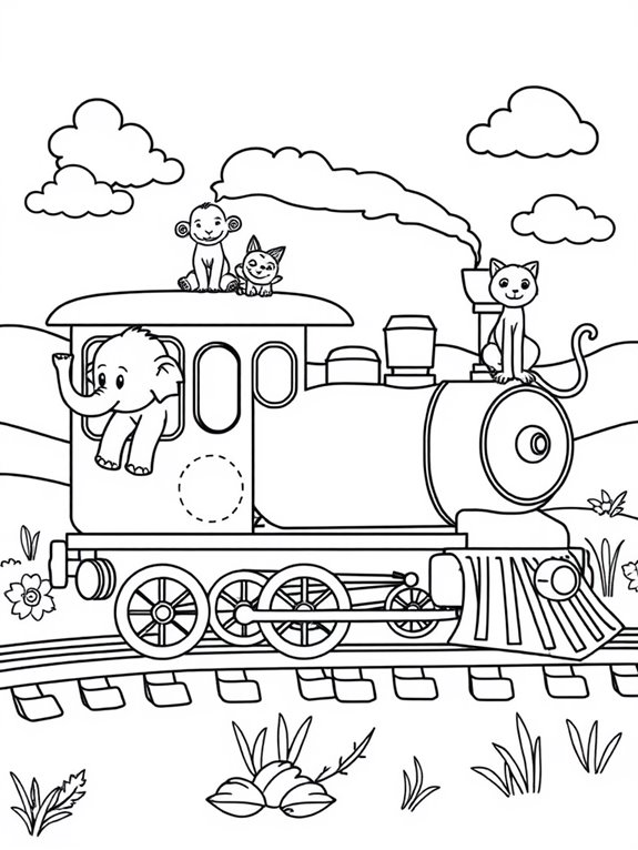 colorful train with animals