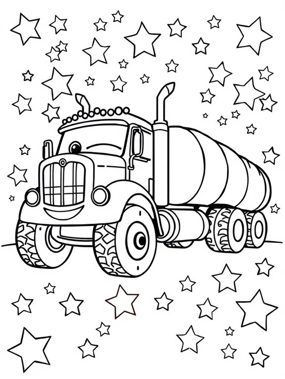 colorful truck and stars