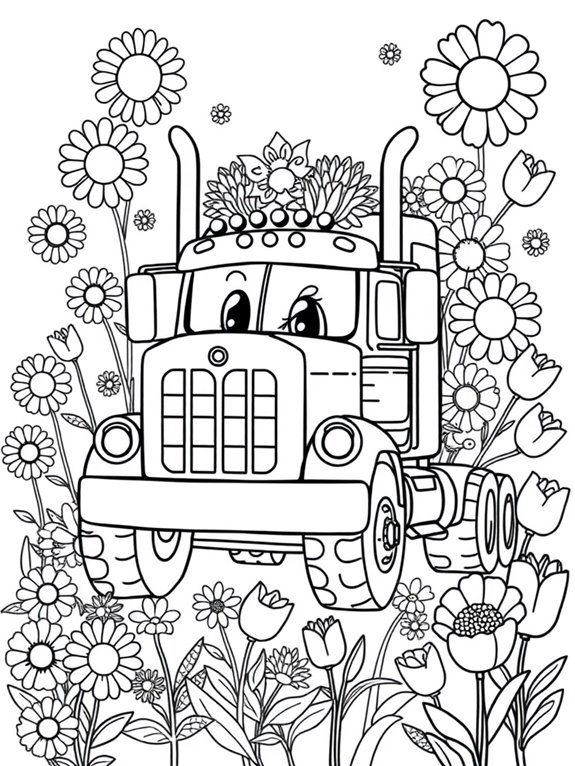 colorful truck with flowers