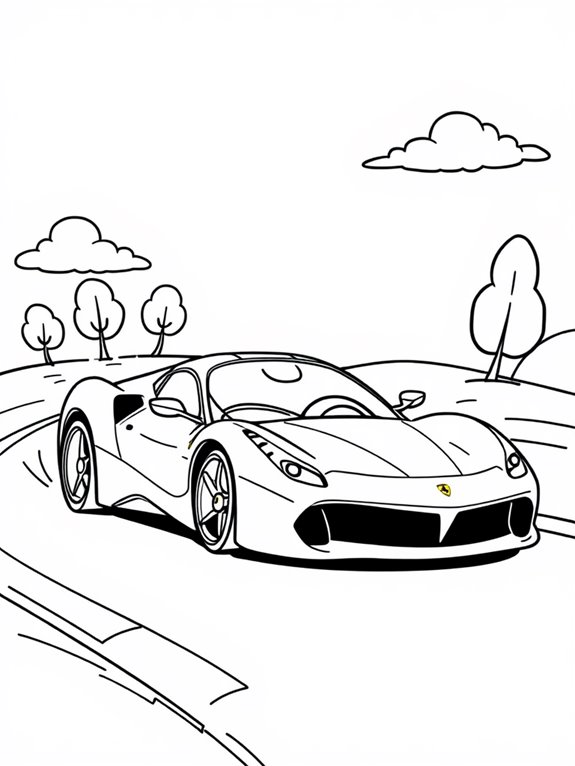 coloring page ferrari cartoon