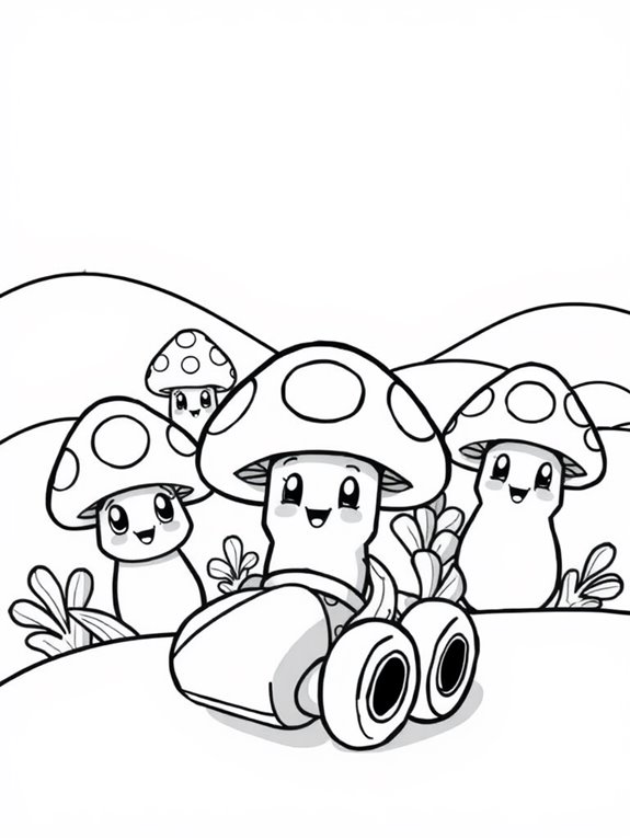 coloring page for mushrooms