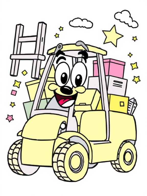 coloring page of forklift