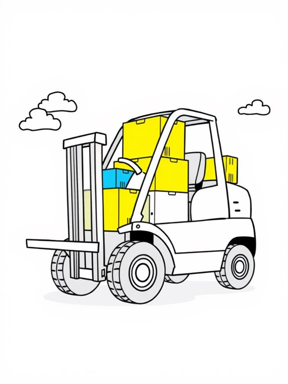 coloring page of forklift