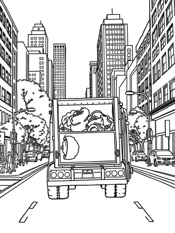 coloring page of garbage truck