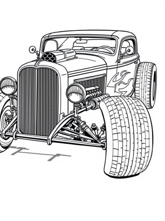 coloring page of hot rod