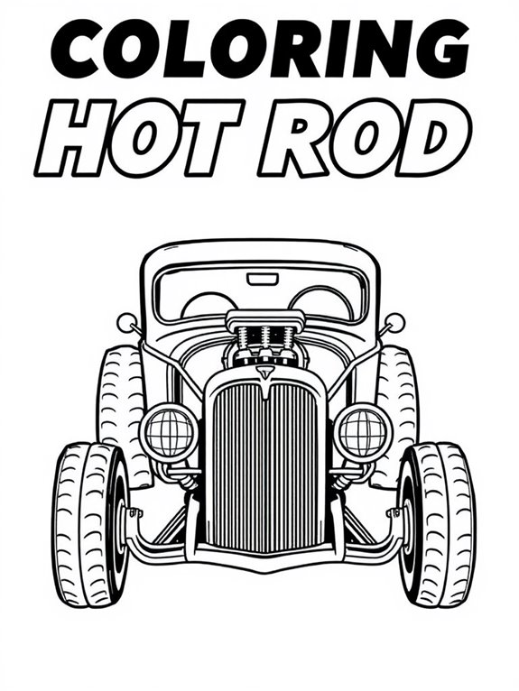 coloring page of hot rod