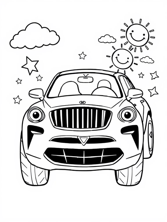 coloring page of luxury car