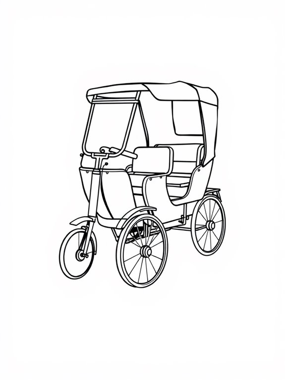 coloring page of rickshaw