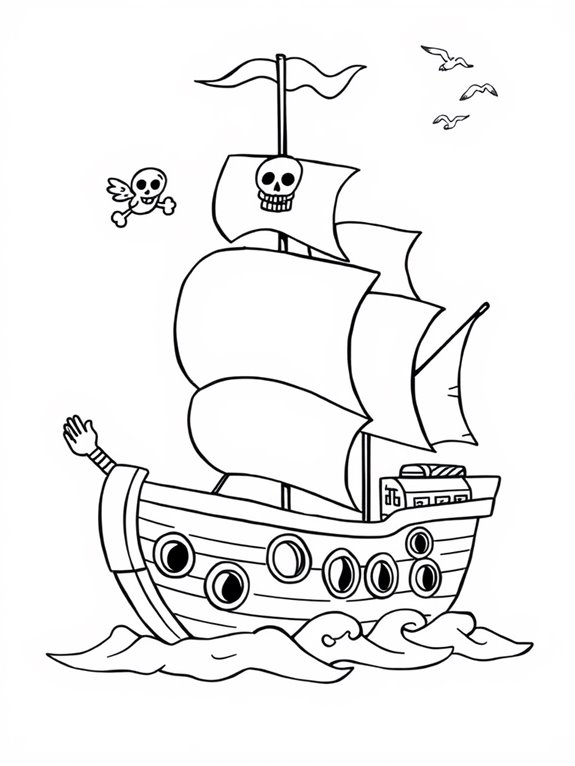 coloring page pirate ship