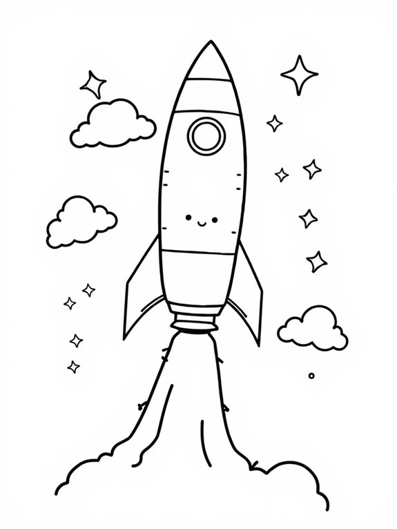 coloring page rocket fun