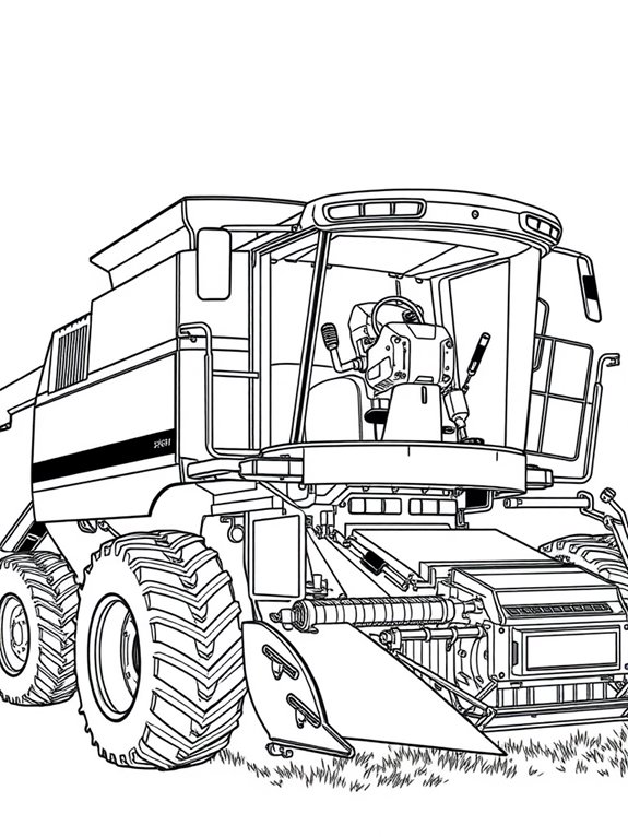 combine harvester coloring page