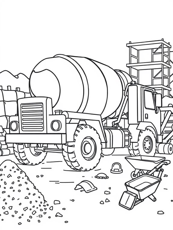 construction scene coloring page