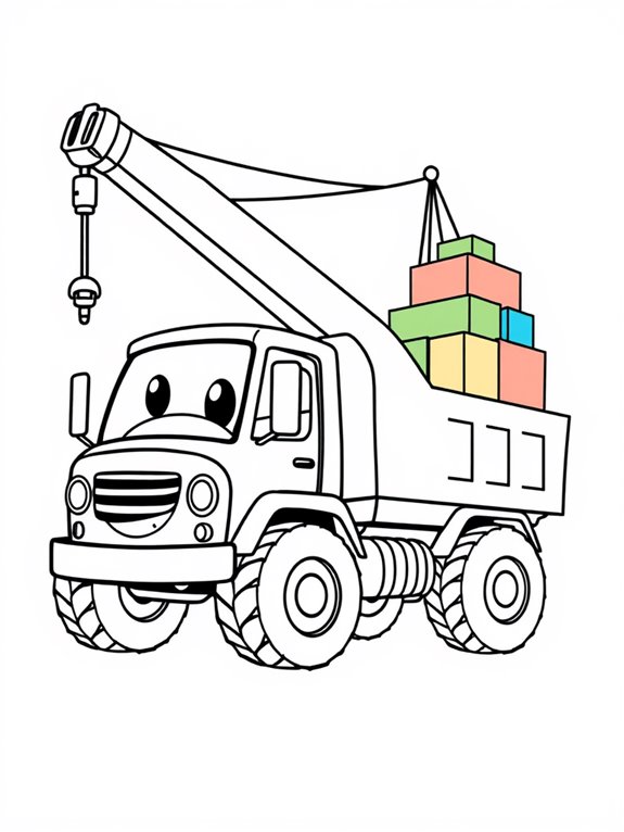 crane truck carrying blocks