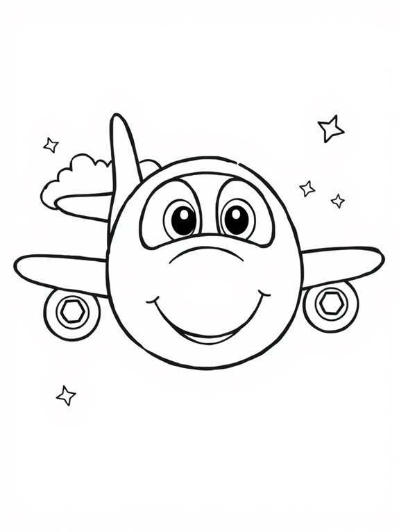 cute airplane coloring page