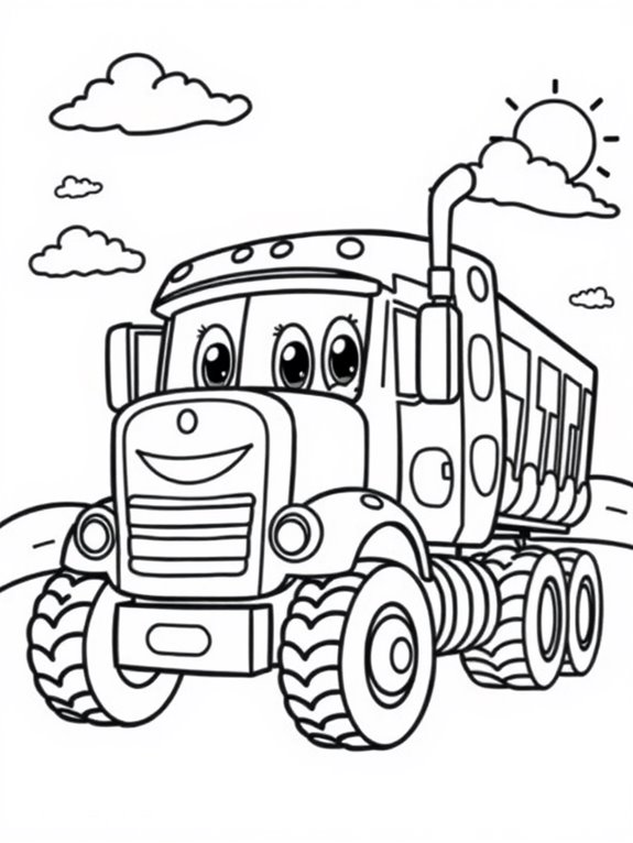 cute cartoon 18 wheeler