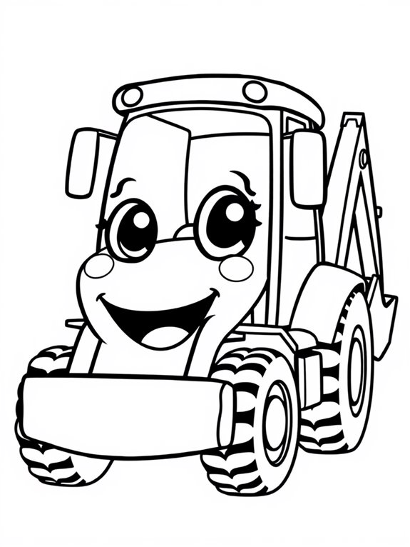 cute cartoon backhoe loader