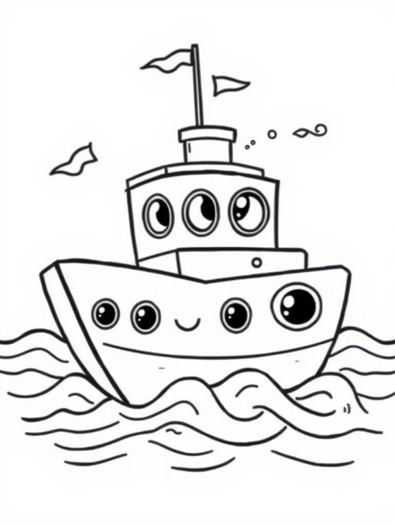 cute cartoon battleship coloring