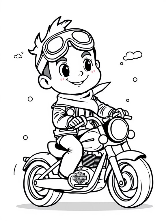 cute cartoon biker coloring